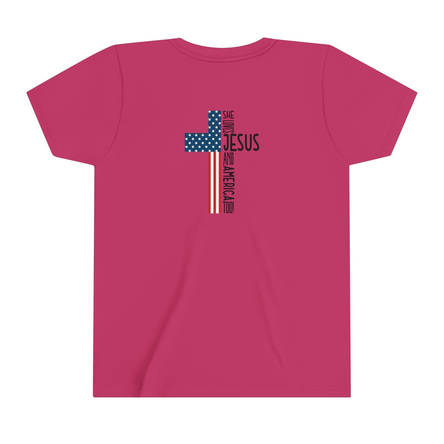 She loves Jesus and America Too Youth Short Sleeve Tee